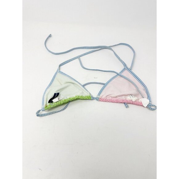 Ralph Lauren Womens Y2K Gingham Multicolor Triangle Bikini Top Tie Back Size 14 - Picture 6 of 6